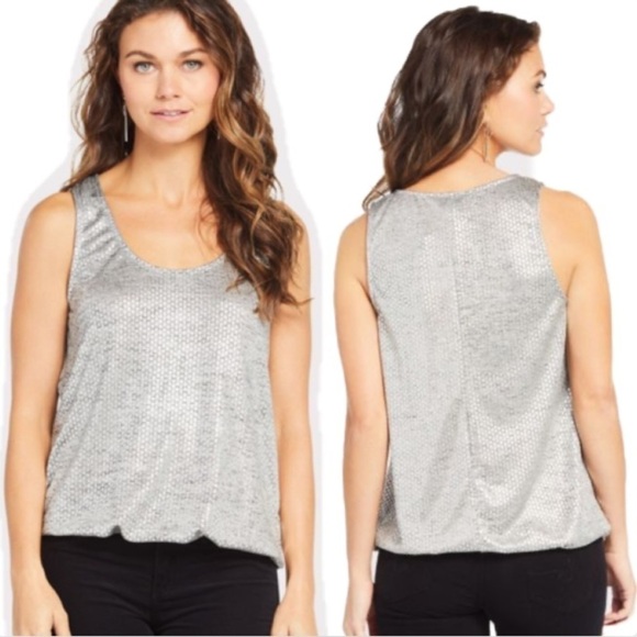 Allison Joy Silver Metallic Tank Sleeveless Size Large - Picture 1 of 7